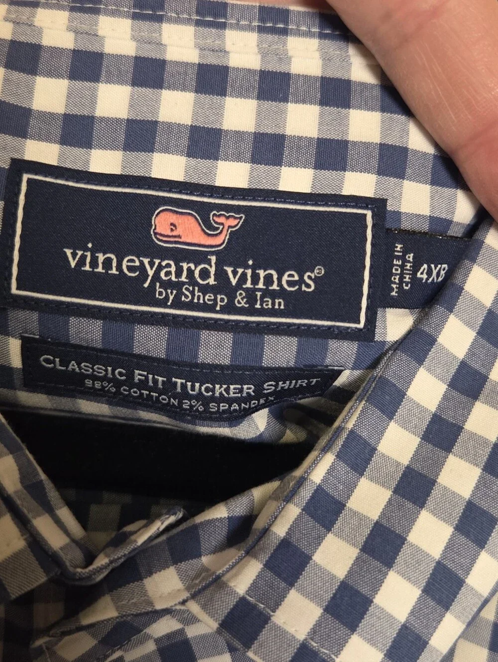 Vineyard Vines Classic Fit Tucker Shirt Blue White Checker Gingham Men's 4X